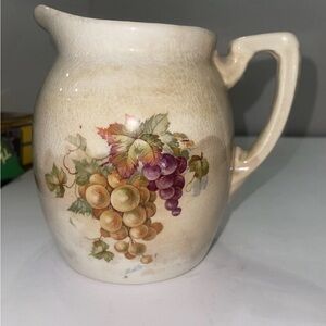 Vintage Ceramic Pitcher with Grapevine Design